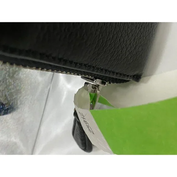 COACH BLACK LEATHER Accordion Zip Wallet w/Studded Coach Script + TISSUE PAPER - Picture 13 of 16